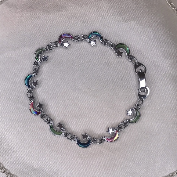 Galactic Star and Moon Abalone Shell Necklace and Bracelet Set - Picture 9 of 10